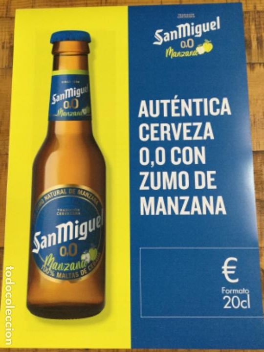 Coleccionismo de cervezas: SAN MIGUEL 00 MANZANA - C&Aacute;RTEL P&Oacute;STER DE PAPEL - CERVEZA DE LLEIDA
