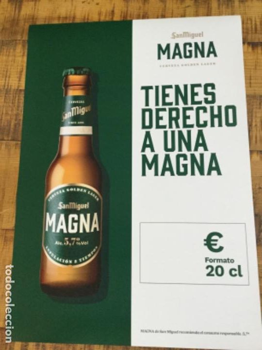 Coleccionismo de cervezas: SAN MIGUEL MAGNA 20 CL - C&Aacute;RTEL P&Oacute;STER DE PAPEL - CERVEZA DE LLEIDA