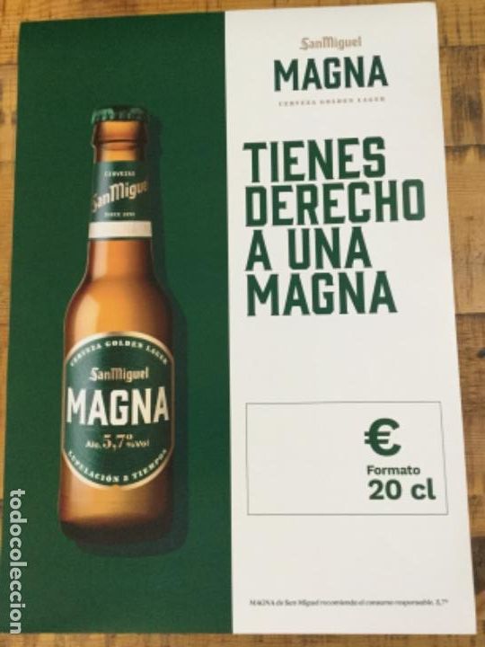 Coleccionismo de cervezas: SAN MIGUEL MAGNA 20 CL - C&Aacute;RTEL P&Oacute;STER DE PAPEL - CERVEZA DE LLEIDA