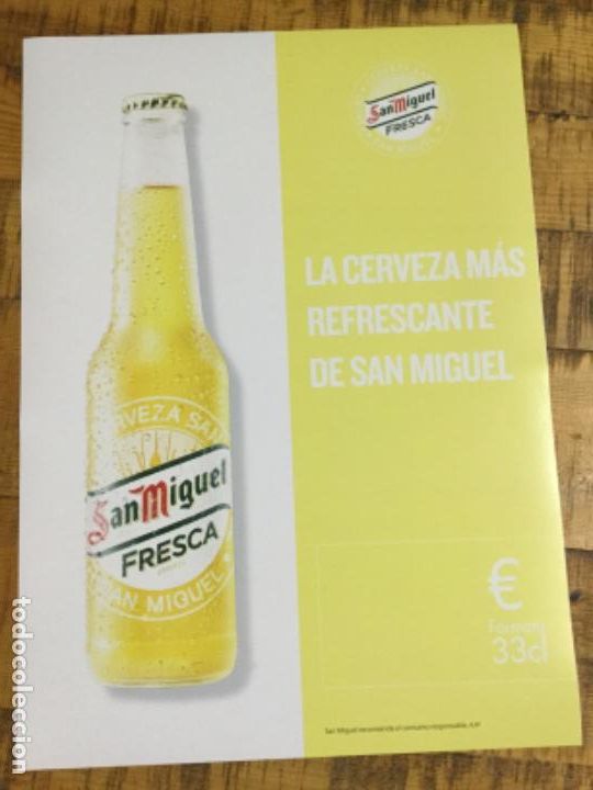 Coleccionismo de cervezas: SAN MIGUEL FRESCA - C&Aacute;RTEL P&Oacute;STER DE PAPEL - CERVEZA DE LLEIDA