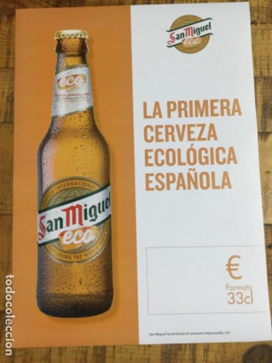 Coleccionismo de cervezas: SAN MIGUEL ECO - C&Aacute;RTEL P&Oacute;STER DE PAPEL - CERVEZA DE LLEIDA