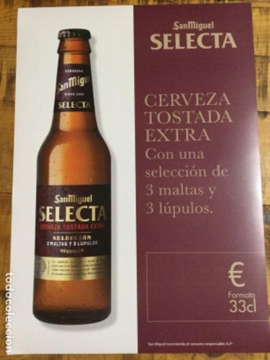 Coleccionismo de cervezas: SAN MIGUEL SELECTA - C&Aacute;RTEL P&Oacute;STER DE PAPEL - CERVEZA DE LLEIDA