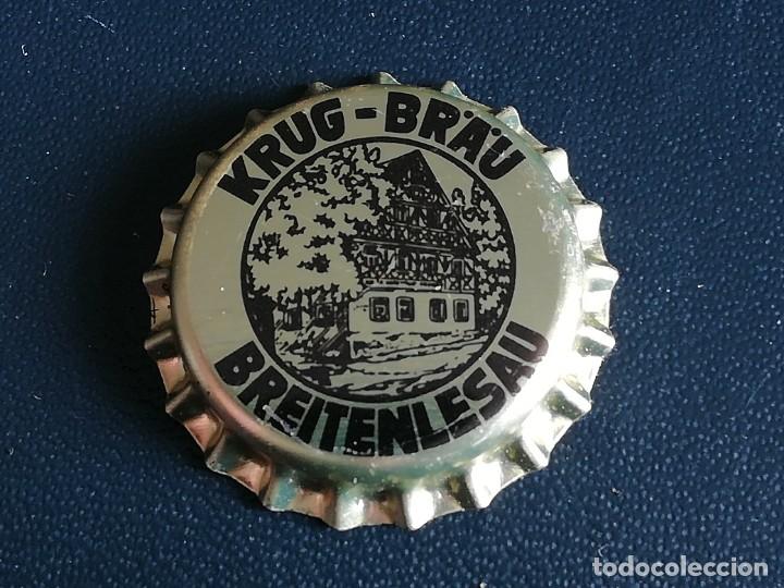 Sammeln von Brauereiartikeln: Chapa tap&oacute;n corona NUEVO de la cerveza alemana KRUG-BR&Auml;U BREITENLESAU
