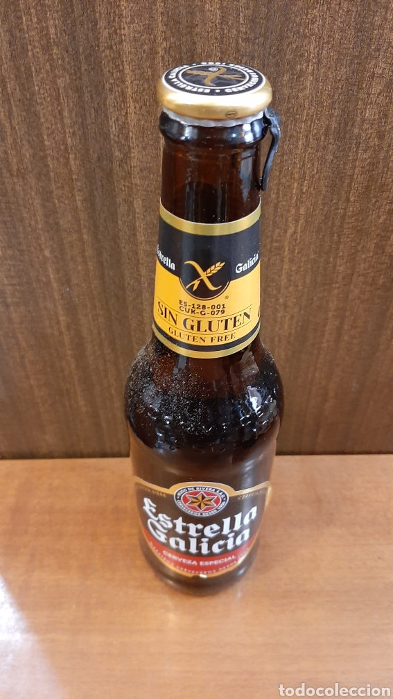 Collectable Beer: ESTRELLA GALICIA BOTELLA 33 CL llena SIN GLUTEN COLECCIONISMO COLISEVM ANTIGÜEDADES