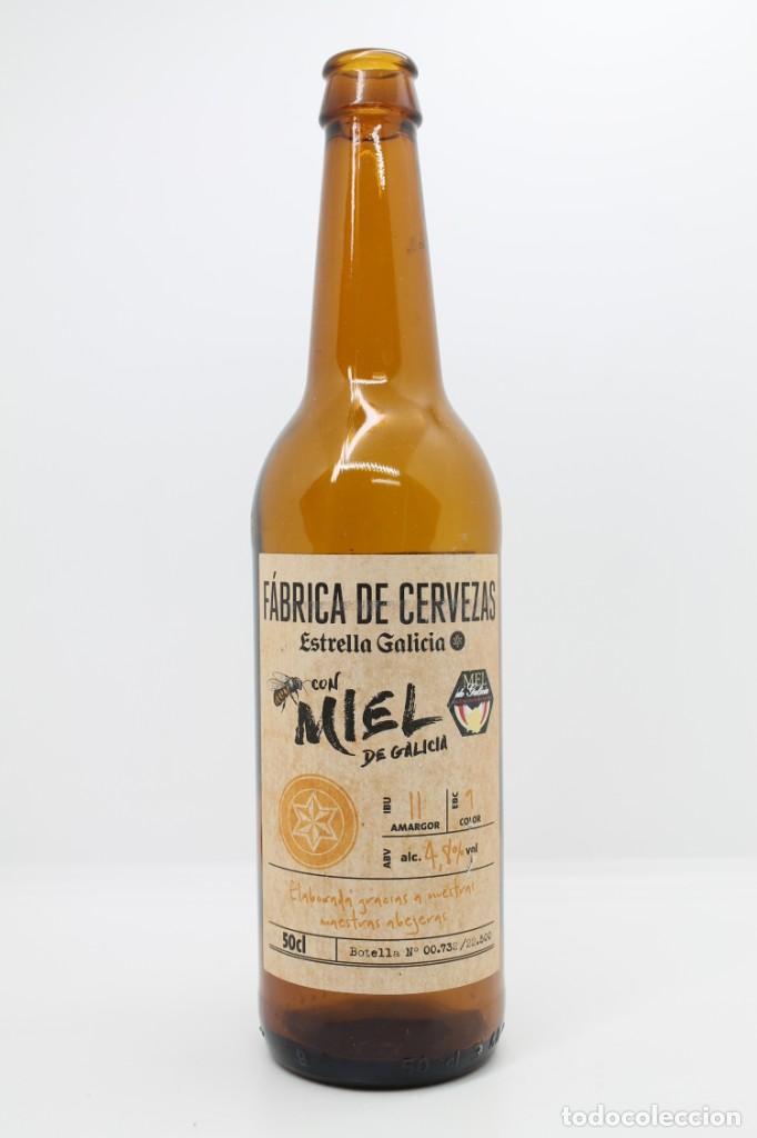 Coleccionismo de cervezas: botella cerveza vac&iacute;a ESTRELLA GALICIA MIEL N&ordm; 00.732 2018 Espa&ntilde;a beer birra bier