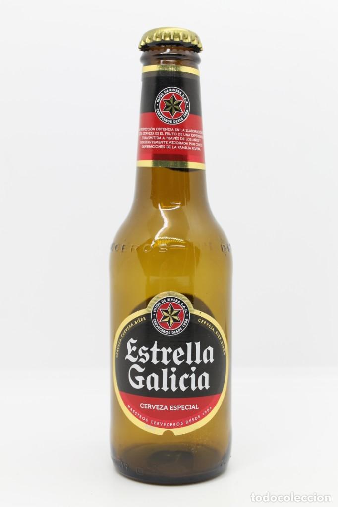 Coleccionismo de cervezas: botella cerveza vac&iacute;a ESTRELLA GALICIA 25 cl c&oacute;digo barras Espa&ntilde;a beer birra bier
