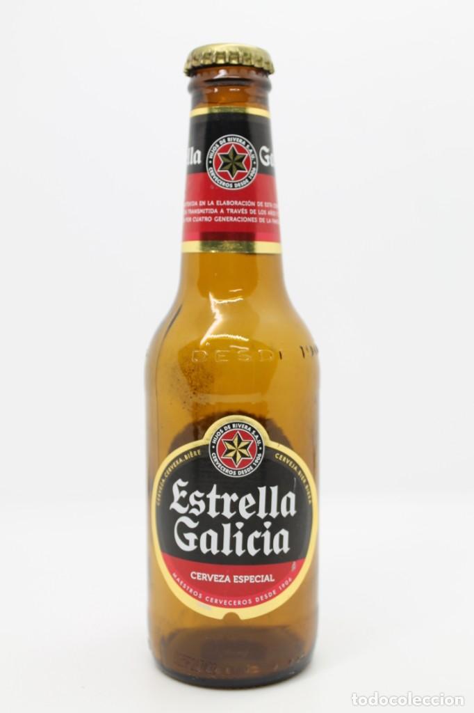 Coleccionismo de cervezas: botella cerveza vac&iacute;a ESTRELLA GALICIA 25 cl con chapa Espa&ntilde;a beer birra bier