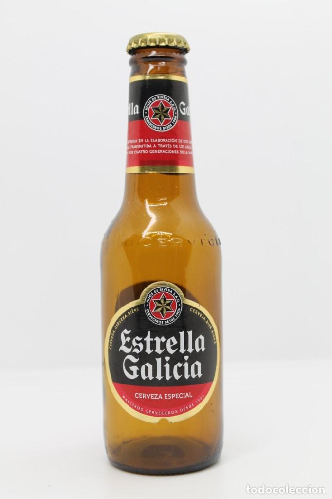 Coleccionismo de cervezas: botella cerveza vac&iacute;a ESTRELLA GALICIA 25 cl con chapa Espa&ntilde;a beer birra bier