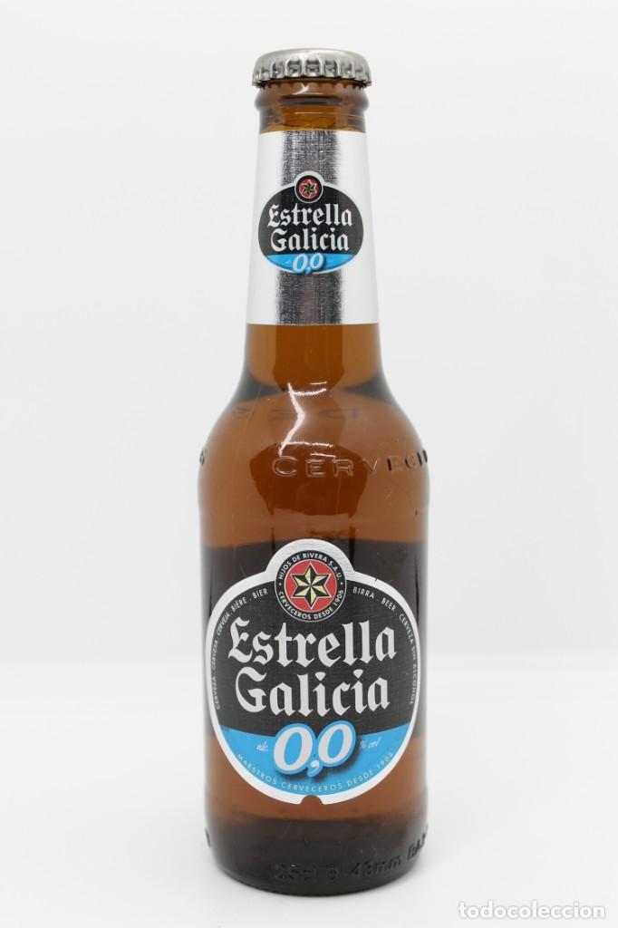 Coleccionismo de cervezas: botella cerveza llena ESTRELLA GALICIA 0,0 25 cl Espa&ntilde;a beer birra bier