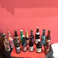 Coleccionismo de cervezas: LOTE DE 14 BOTELLAS DE CERVEZA ANTIGUAS PARA COLECCIONAR - VER FOTOS. Lote 264142932