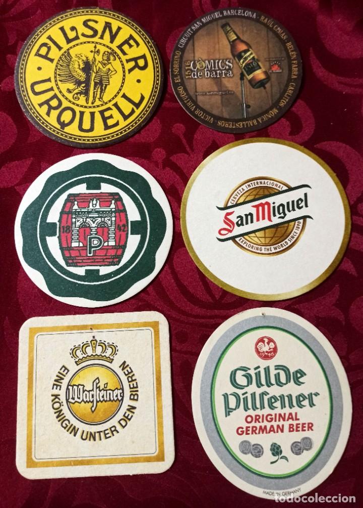 Coleccionismo de cervezas: Lote posavasos Cervezas Pilsner Urquell, San Miguel, Warfteiner, Gilde Pilfener - Usados.