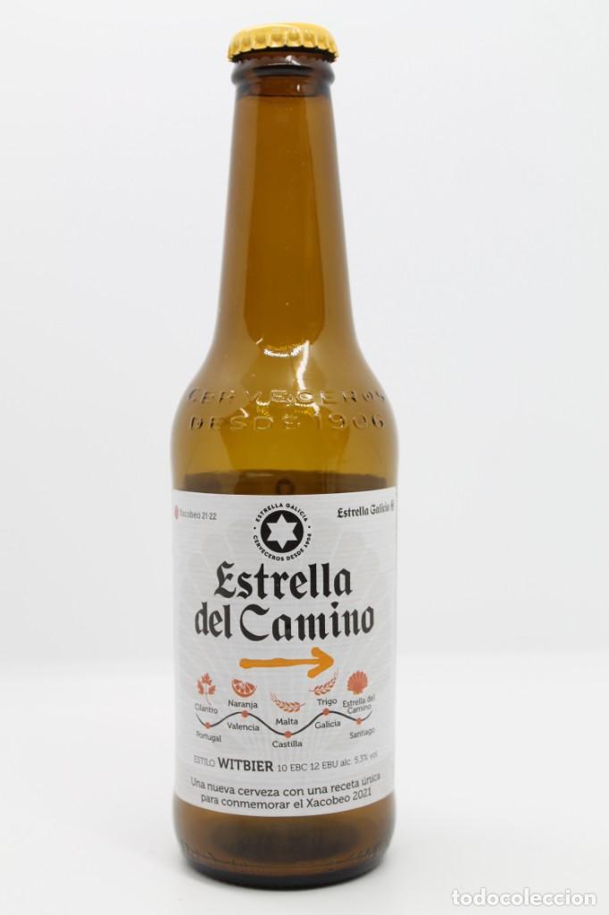 Coleccionismo de cervezas: botella vac&iacute;a cerveza ESTRELLA GALICIA ESTRELLA DEL CAMINO XACOBEO 21 22 beer bier birra cerveja