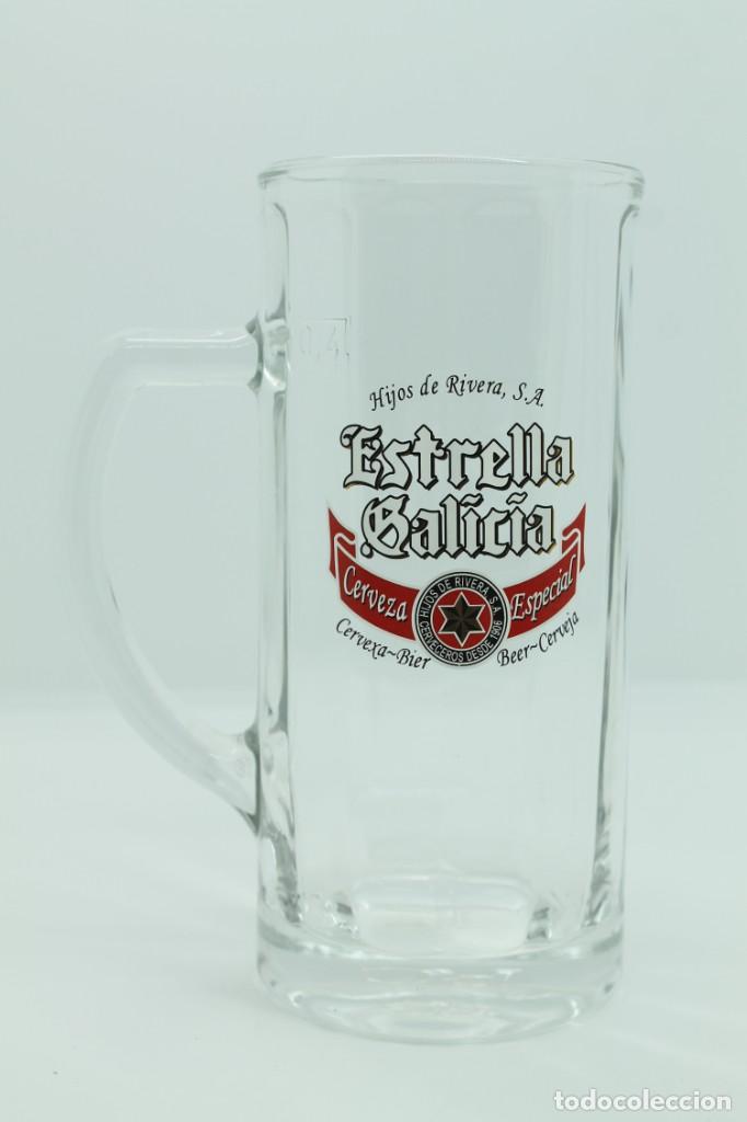 Coleccionismo de cervezas: jarra cerveza ESTRELLA GALICIA beer glass bier birra cerveja