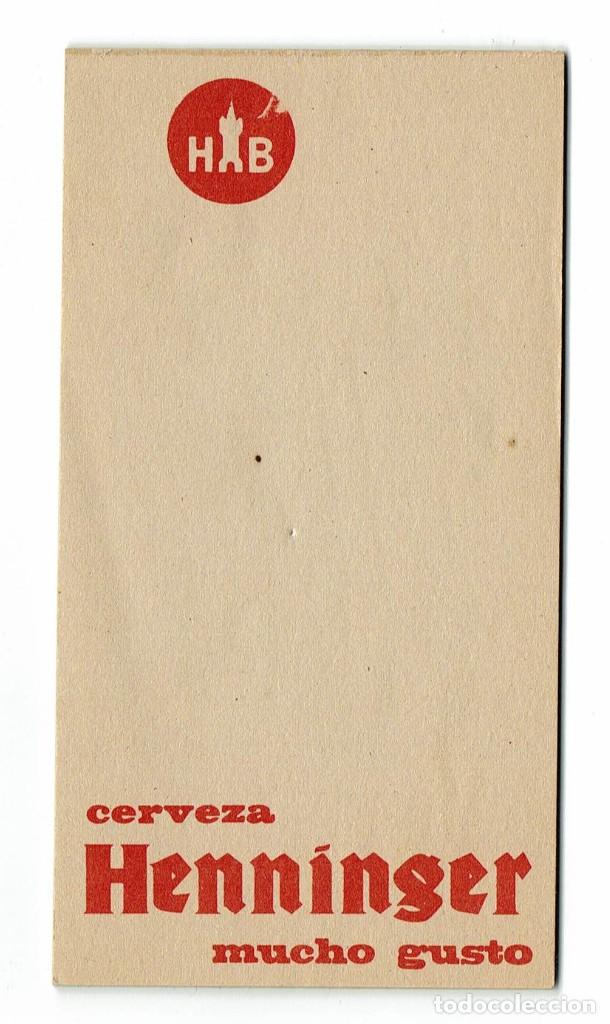 Collectionnisme de bi&egrave;res: Bloc notas bar cerveza Henninger / Empezado / 10 hojitas