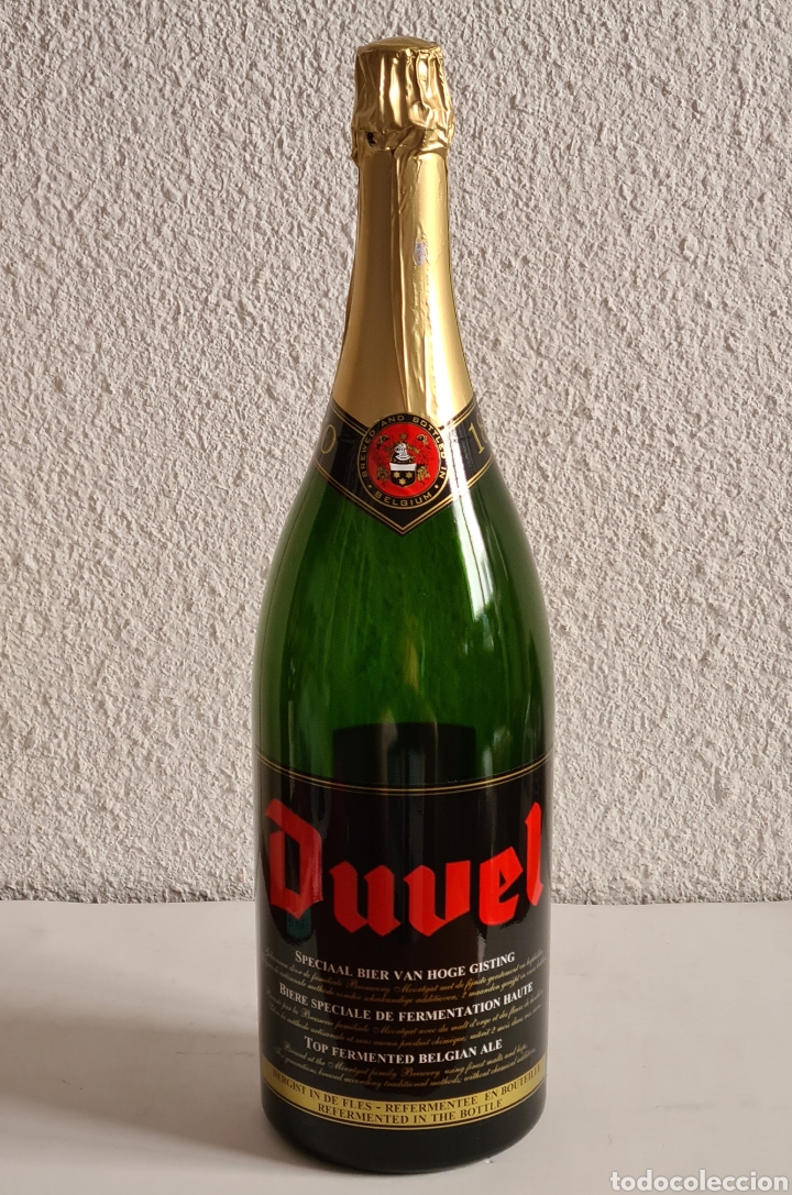 Coleccionismo de cervezas: Botell&oacute;n Cerveza Duvel de Cristal - 50 cms 3 kgs Precintada - Belgium Beer Botella Magnum Decoraci&oacute;n