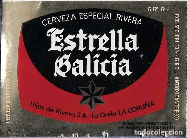 Coleccionismo de cervezas: ETIQUETA CERVEZA ESTRELLA GALICIA ESPECIAL 17,5 CL 1986 - SIN USAR