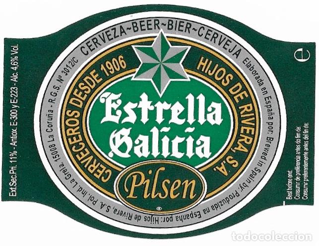 Coleccionismo de cervezas: ETIQUETA CERVEZA ESTRELLA GALICIA PILSEN - SIN USAR