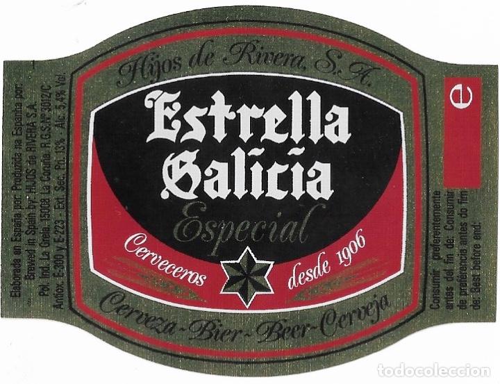 Coleccionismo de cervezas: ETIQUETA CERVEZA ESTRELLA GALICIA ESPECIAL TERCIO - SIN USAR