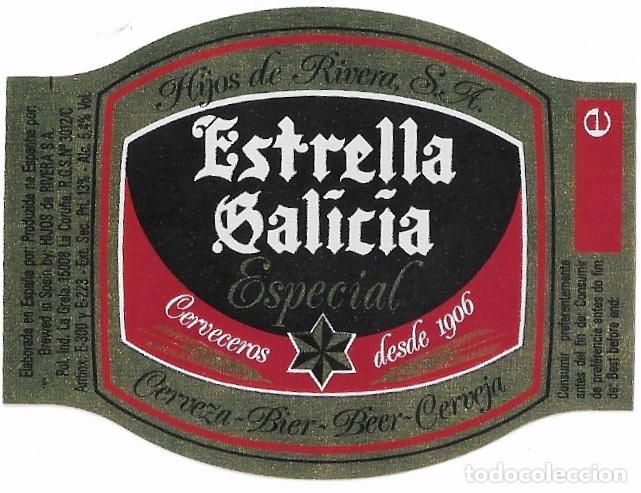 Coleccionismo de cervezas: ETIQUETA CERVEZA ESTRELLA GALICIA ESPECIAL QUINTO - SIN USAR