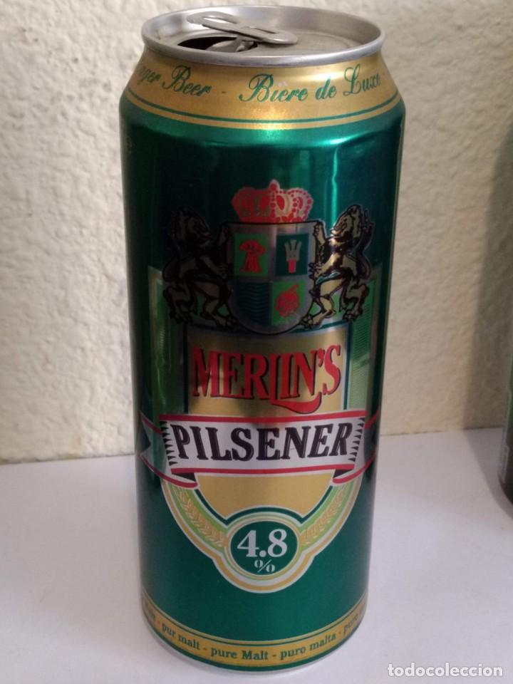 Coleccionismo de cervezas: BOTE - LATA CERVEZA MERLINS - ALTA - Foto 1