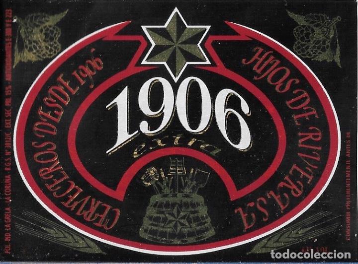 Coleccionismo de cervezas: ETIQUETA CERVEZA ESTRELLA GALICIA 1906 EXTRA TERCIO - SIN USAR