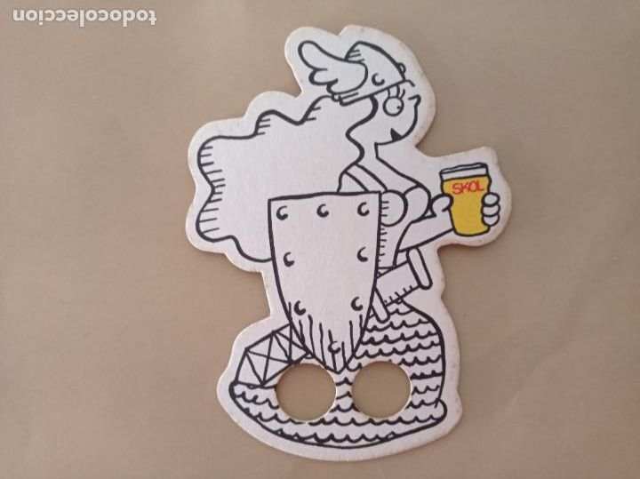 Coleccionismo de cervezas: POSAVASOS TROQUELADO CERVEZA SKOL LAGER KONI VIKINGOS DOBLE CARA A&Ntilde;OS 80