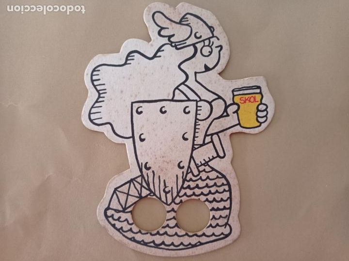 Coleccionismo de cervezas: POSAVASOS TROQUELADO CERVEZA SKOL LAGER KONI VIKINGOS DOBLE CARA A&Ntilde;OS 80