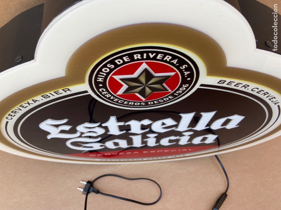 Coleccionismo de cervezas: Letrero luminoso Cerveza Estrella de Galicia. Publicidad de pared - Foto 2 - 288467523