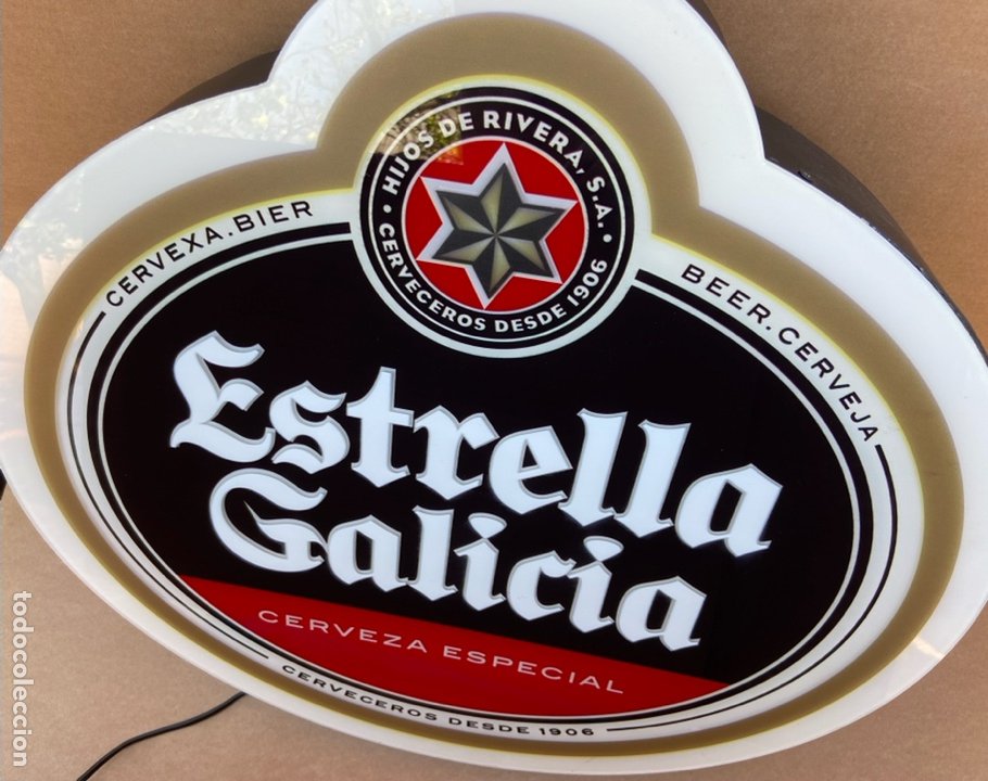 Coleccionismo de cervezas: Letrero luminoso Cerveza Estrella de Galicia. Publicidad de pared - Foto 12 - 288467523