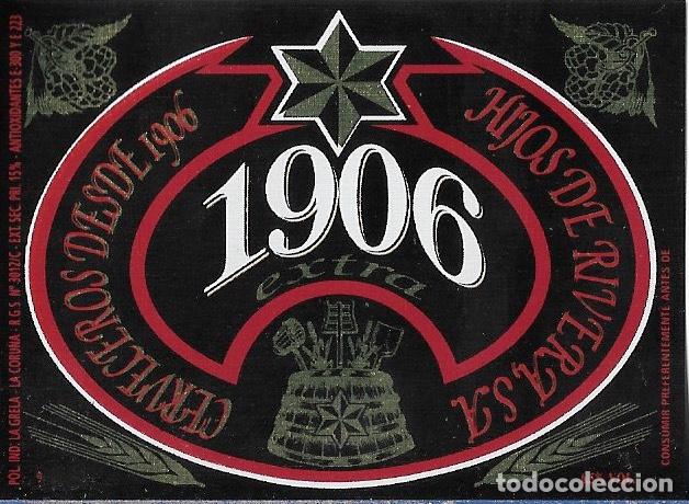 Coleccionismo de cervezas: ETIQUETA CERVEZA ESTRELLA GALICIA 1906 EXTRA QUINTO - SIN USAR