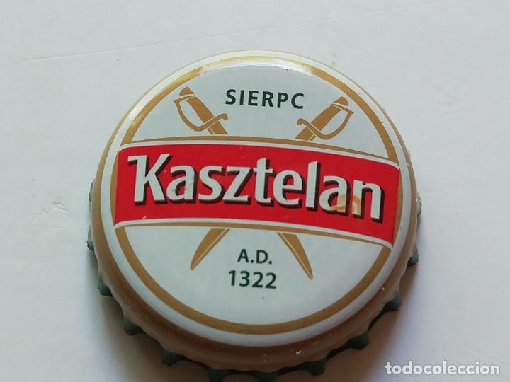 Coleccionismo de cervezas: Chapa tap&oacute;n corona de la cerveza polaca KASZTELAN SIERPC A.D. 1322 (falda crema-verde)