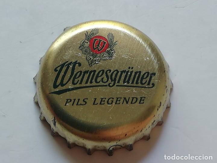 Coleccionismo de cervezas: Chapa tap&oacute;n corona de la cerveza alemana WERNESGR&Uuml;NER PILS LEGENDE