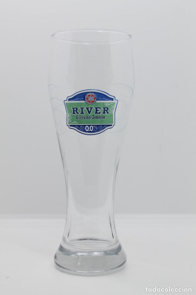 Coleccionismo de cervezas: vaso cerveza ESTRELLA GALICIA RIVER 0,0 beer bier birra