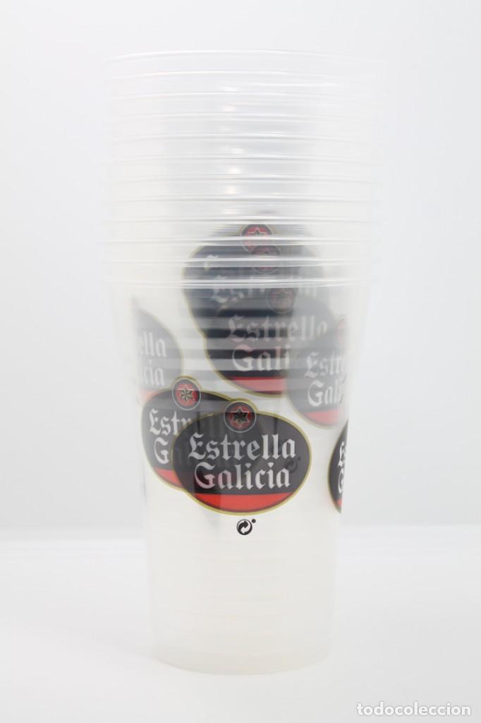 Coleccionismo de cervezas: 12 VASOS cerveza ESTRELLA GALICIA PL&Aacute;STICO DESECHABLE 0,75 LITROS beer bier birra