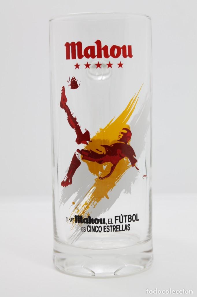 Coleccionismo de cervezas: jarra cerveza MAHOU MUNDIAL FUTBOL Espa&ntilde;a beer bier birra
