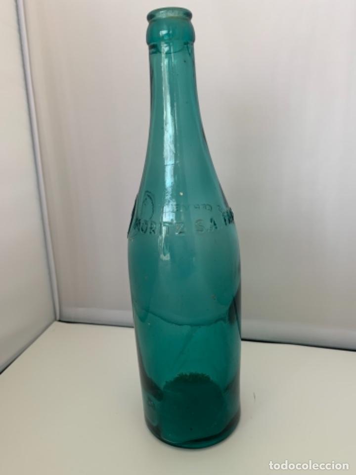 Coleccionismo de cervezas: MORITZ ANTIGUA BOTELLA VERDE VACIA 28 CMS - Foto 4