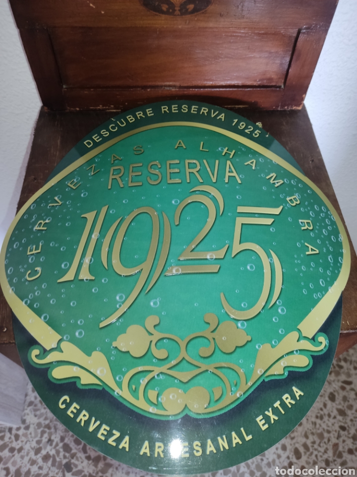 Coleccionismo de cervezas: Cártel cervezas alhambra cerveza 1925 chapa - Foto 2 - 302942088