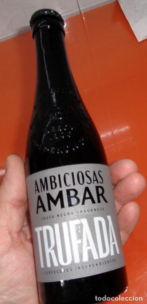 Coleccionismo de cervezas: BOTELLA CERVEZA EDICION LIMITADA COLECCION AMBICIOSAS AMBAR TRUFADA SERIGRAFIADA LA ZARAGOZANA CHAPA