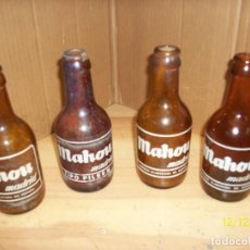 Coleccionismo de cervezas: LOTE DE 4 BOTELLINES DE CERVEZA MAHON MADRID. Lote 306531763