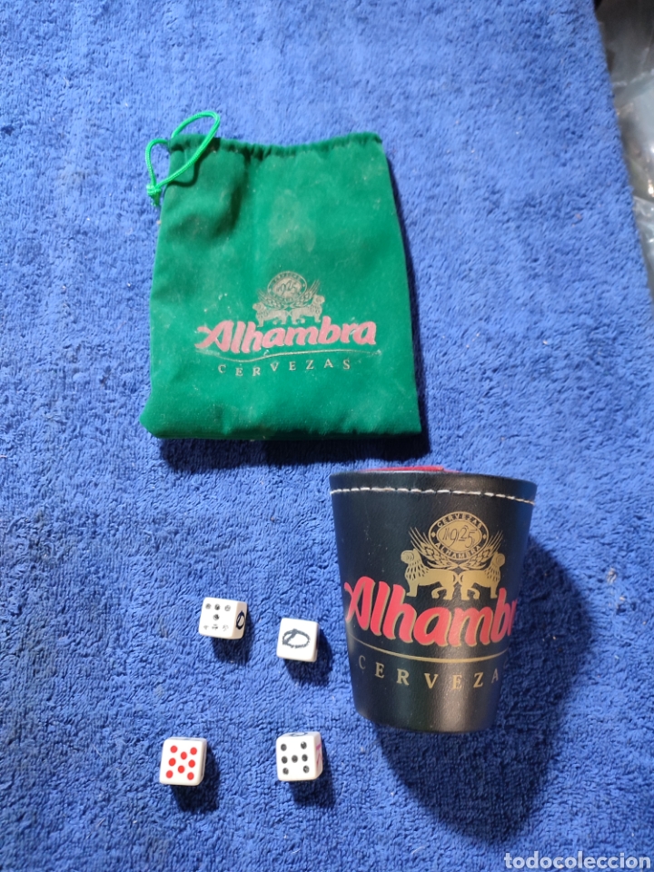 Coleccionismo de cervezas: Cubilete dados alhambra. De cuero