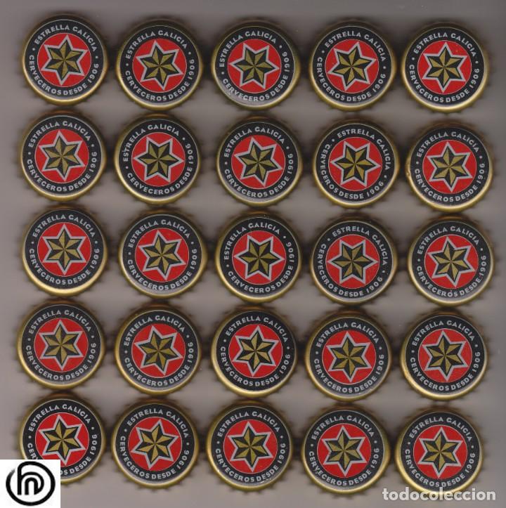 Coleccionismo de cervezas: 25 chapas cerveza ESTRELLA GALICIA n Espa&ntilde;a beer birra bottle caps kronkorken manualidades bricolaje