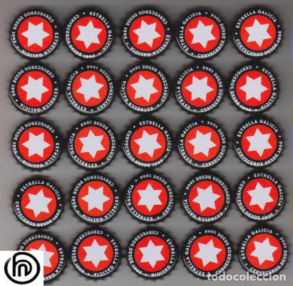 Coleccionismo de cervezas: 25 chapas cerveza ESTRELLA GALICIA n 2021 Espa&ntilde;a beer birra bottle caps kronkorken manualidades