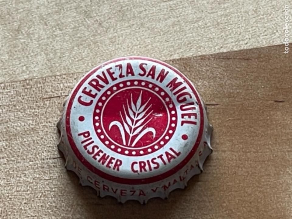 Coleccionismo de cervezas: Antigua chapa para botella de cerveza San miguel