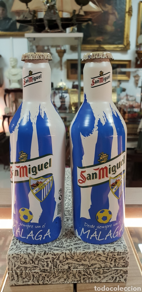 Coleccionismo de cervezas: BOTELLAS METAL.SAN MIGUEL. MALAGA C.F.