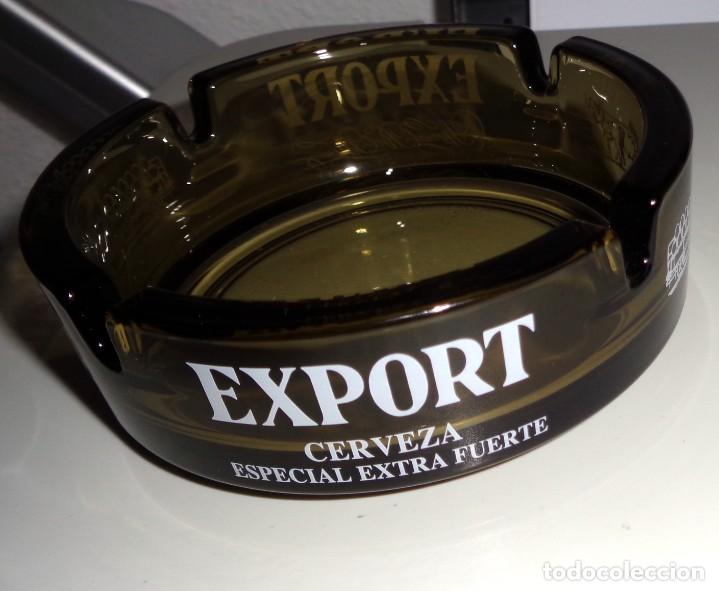 Coleccionismo de cervezas: CENICERO de CRISTAL - ANTIGUO - CERVEZA EXPORT ESPECIAL EXTRA FUERTE - &Aacute;MBAR LA ZARAGOZANA CERVEZAS