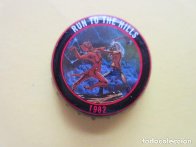 Coleccionismo de cervezas: CERVEZA IRON MAIDEN TROOPER ROCK HEAVY METALLICA BEER CROWN STOPPER PLATE - RUN TO THE HILLS 1982
