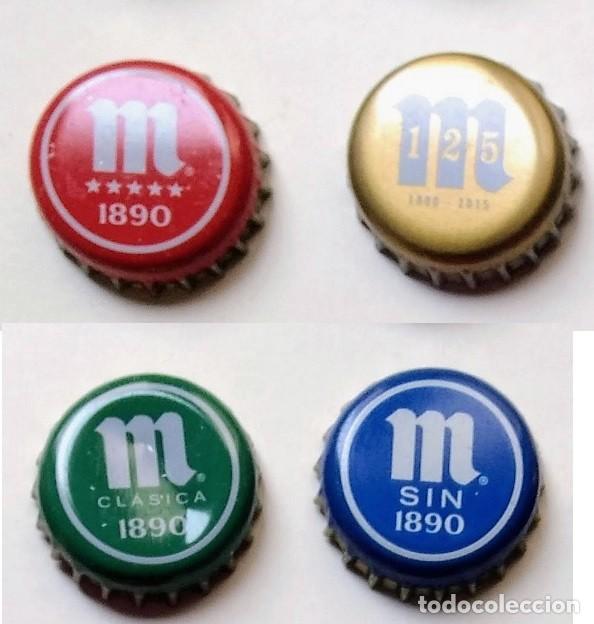 Collectable Beer: CHAPA - TAPA CORONA CERVEZA MAHOU LOTE X 4 MODELOS - CAPS - TAPON