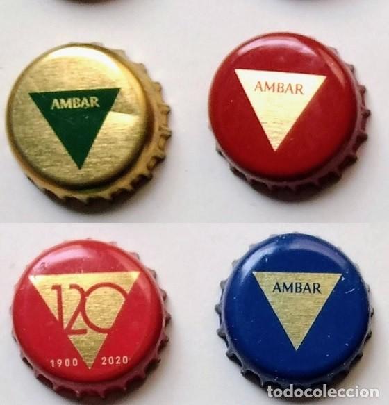 Coleccionismo de cervezas: CHAPA - TAPA CORONA CERVEZA AMBAR LOTE X 4 MODELOS - CAPS - TAPON