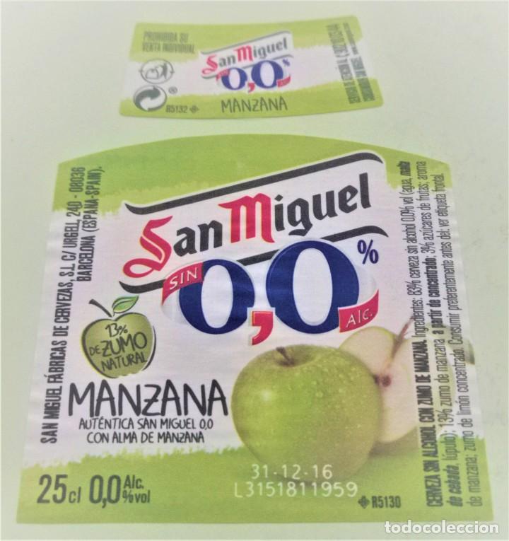 Coleccionismo de cervezas: ETIQUETA DE CERVEZA SAN MIGUEL 0,0 MANZANA (ESPA&Ntilde;A)