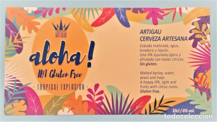 Coleccionismo de cervezas: ETIQUETA NUEVA DE CERVEZA ALOHA! TROPICAL EXPLOSION DE ARTIGAU (ESPA&Ntilde;A)